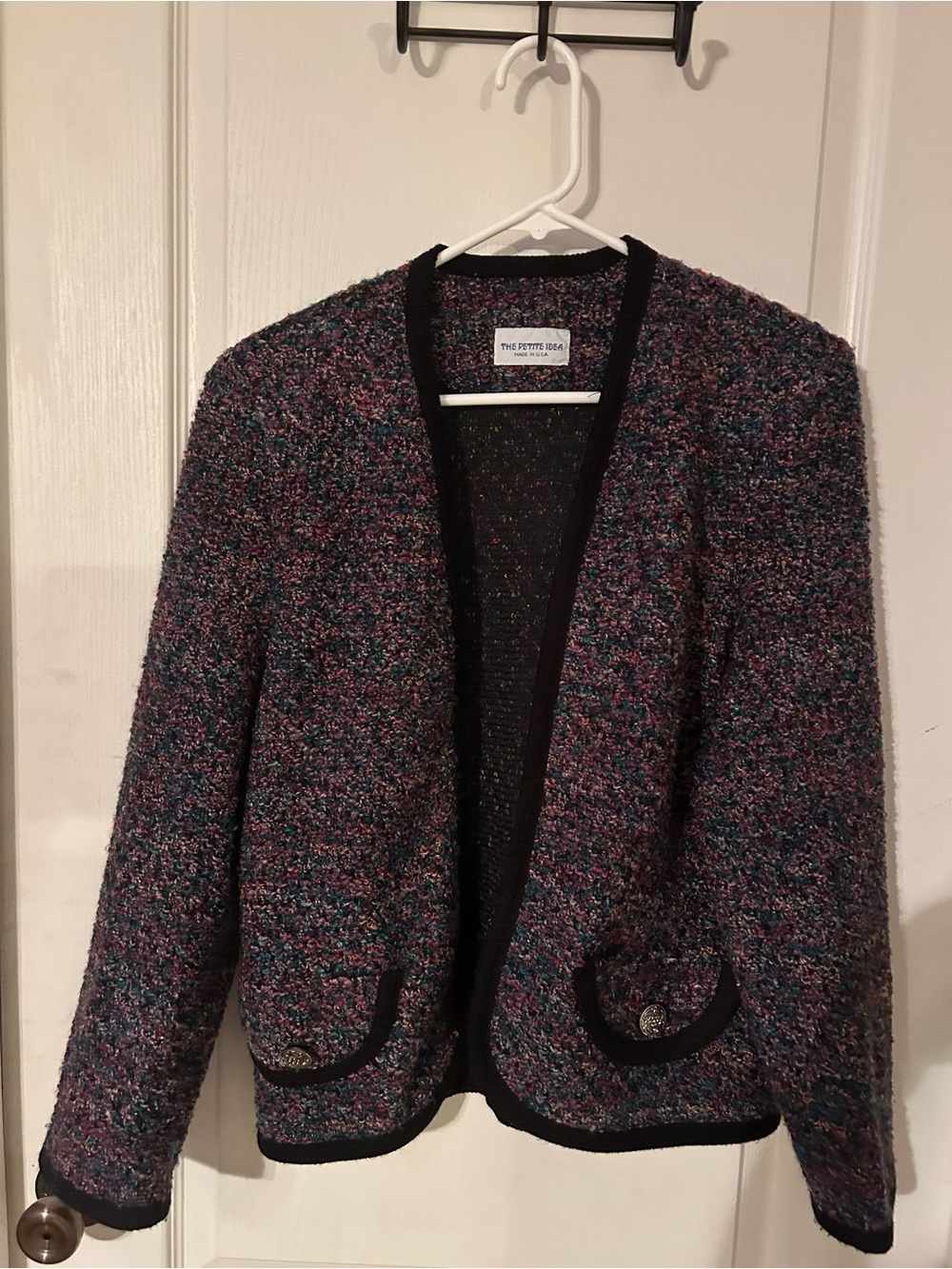 Multicolor Tweed Open-Front Jacket